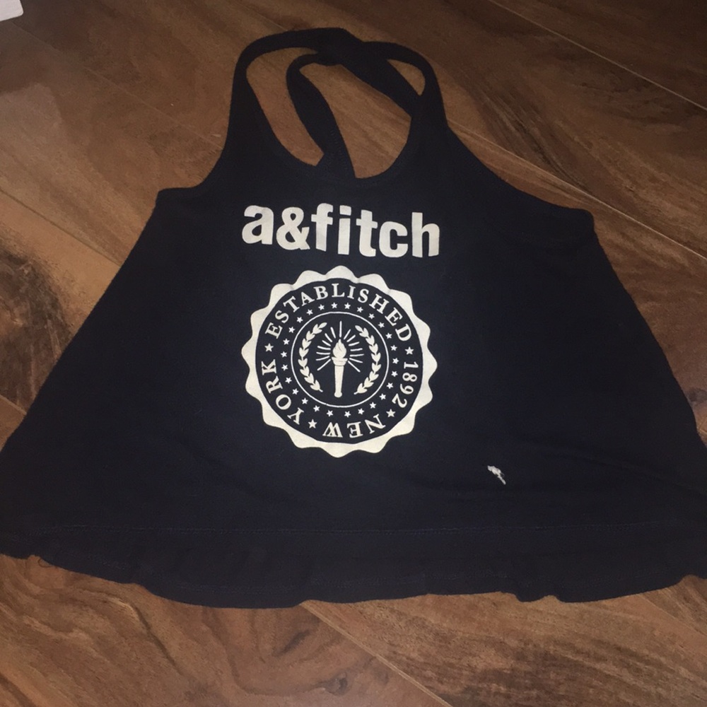 Navy Blue Cropped Tank with Crossed Back